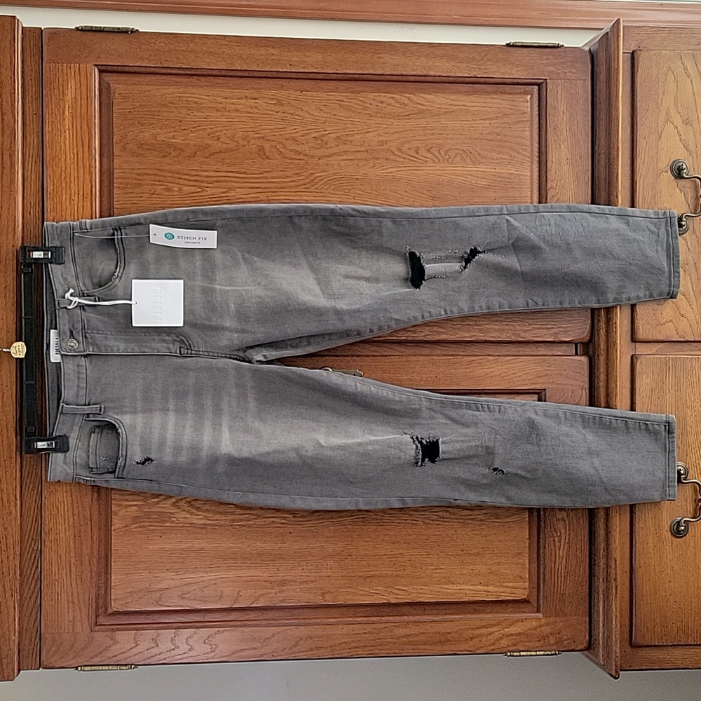Pistola Arianna High Rise Distressed Skinny Grey Jeans, Size 31